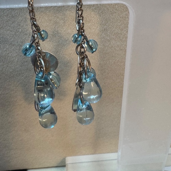Light Blue And Silver Tone Dangle Earrings - Picture 2 of 3